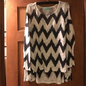 Ivory sweater w/ black chevron stripes